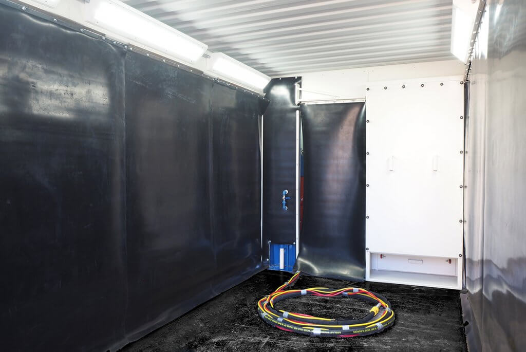 Containerized blast booth internal